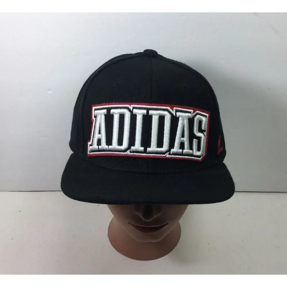 Vintage Adidas Hat SpellOut‎ Patch Black Hiphop StreetWear SnapBack Trucker Cap